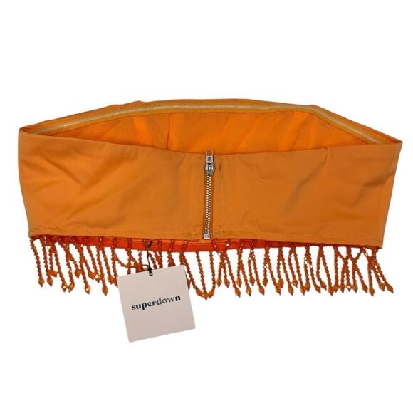 NEW Superdown Evie Beaded Crop Top Orange Size XS - Picture 3 of 6